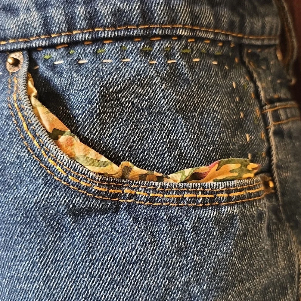 Upcycled Molly Made It Blue & Green Jeans Skirt For Any Age - Picture 7 of 14